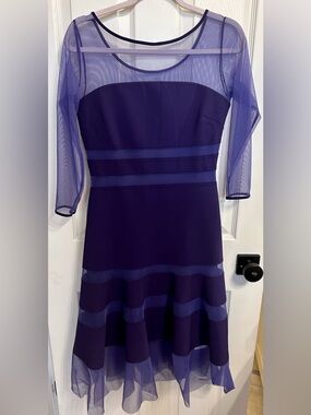 Chiara Boni Boatneck Illusion Midi Dress in Purple Size 44 US Size 8 $895